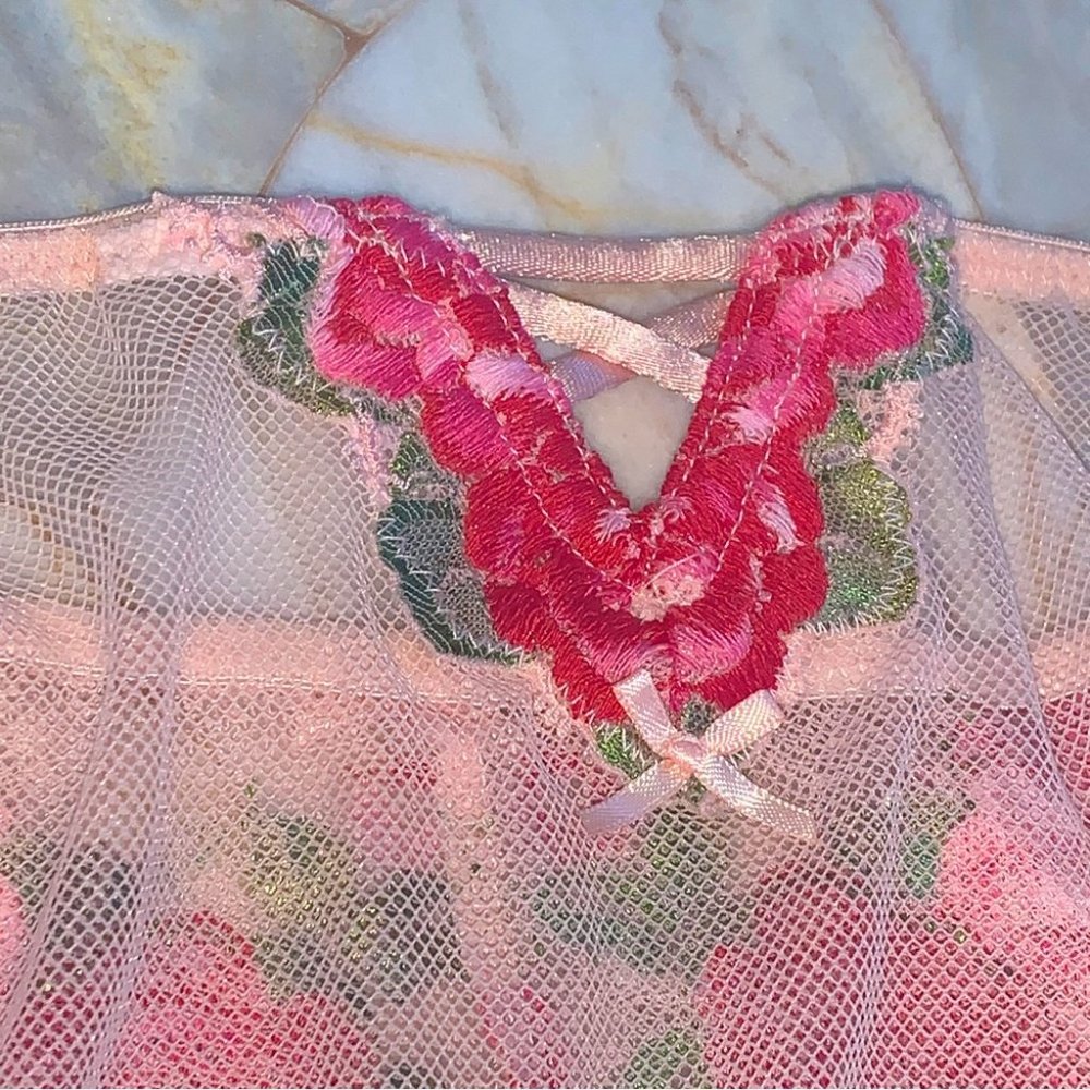 Rare Rose Crystal Bikini Panty Mesh Lace Floral small - Picture 4 of 6